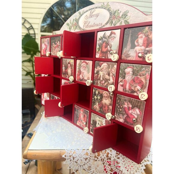 Vintage-Inspired Wooden Merry Christmas Advent Calendar By Primitives By Kathy W - Picture 3 of 8